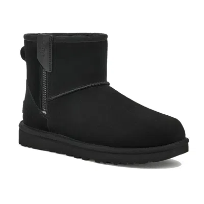 Ugg Classic Mini Bailey 1151230-blk Women's 5 Black Suede Wool Zip Boots Khd1928 In Black