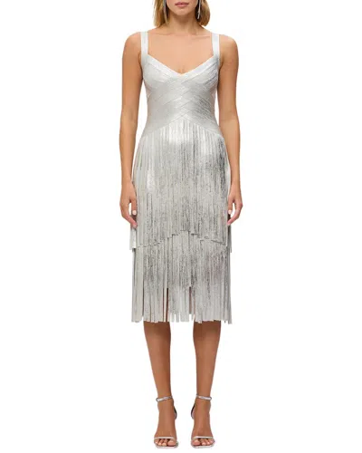 Herve Leger The Metallic Mischa Dress In White