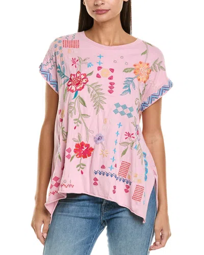 Johnny Was Katie Embroidered Raw Hem Tee