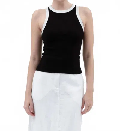Blu Pepper Contrast Trim Racerback Knit Tank Top In Black In Black