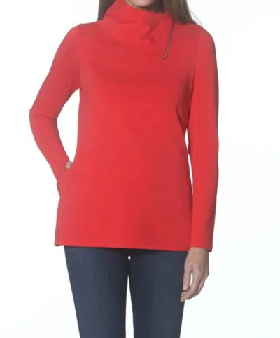 Eli Pima Cowl Zip Top In Red