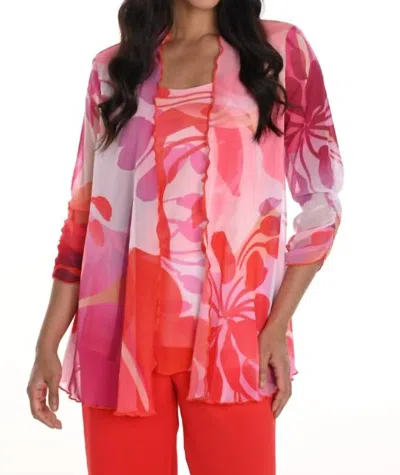 Frank Lyman Floral Lightweight Jacket In Pink/orange In Pink