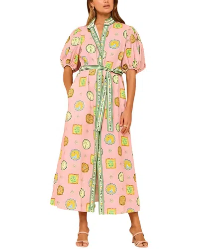 Esea Linen-blend Midi Dress In Pink