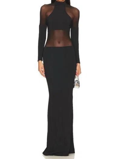 Ser.o.ya Kaya Mesh Cut Out Maxi Dress In Black In Black