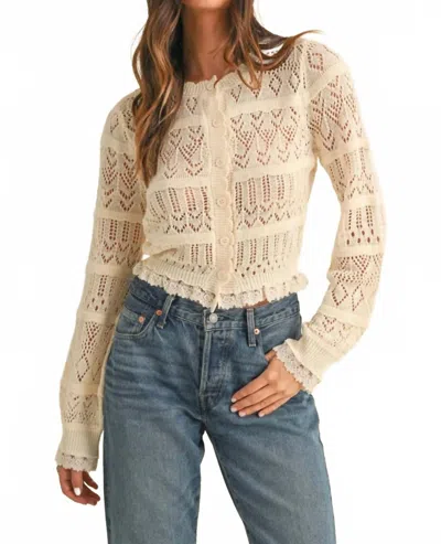 Mable Macayla Button Down Knit Sweater Cardigan In White In Neutral