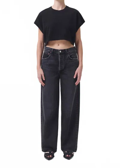 Agolde Aiden Organic Cotton Tee In Black