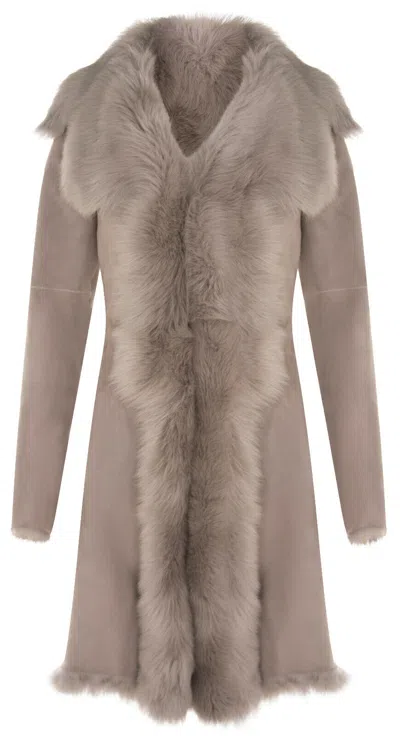 Infinity Leather Womens Toscana Sheepskin Suede Trench Coat-tbilisi In Neutral