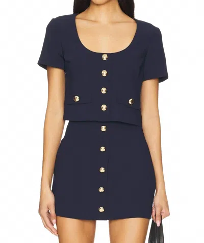 Amanda Uprichard Benton Button Top In Ink In Blue