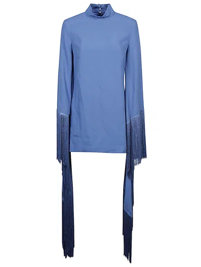 Taller Marmo Mini Del Mar Fringed Mini Dress In Blue