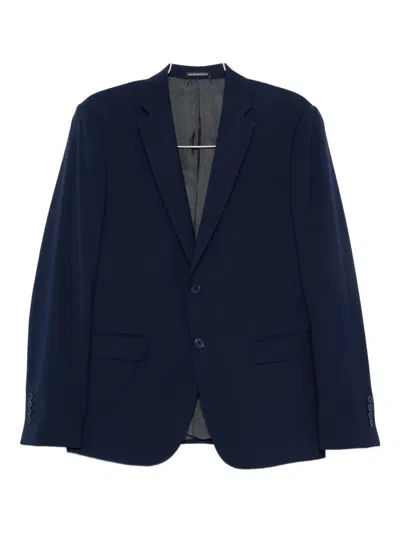 Emporio Armani Virgin Wool Single-breasted Suit In Blue