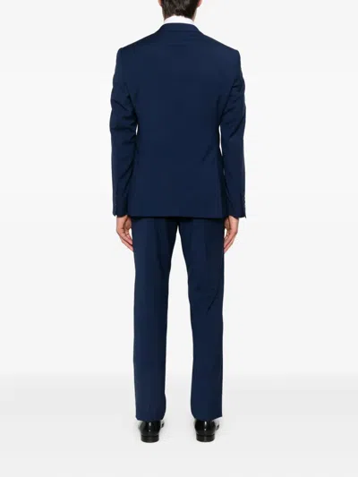 Emporio Armani Virgin Wool Single-breasted Suit In Blue