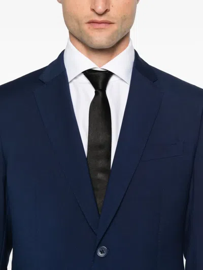 Emporio Armani Virgin Wool Single-breasted Suit In Blue