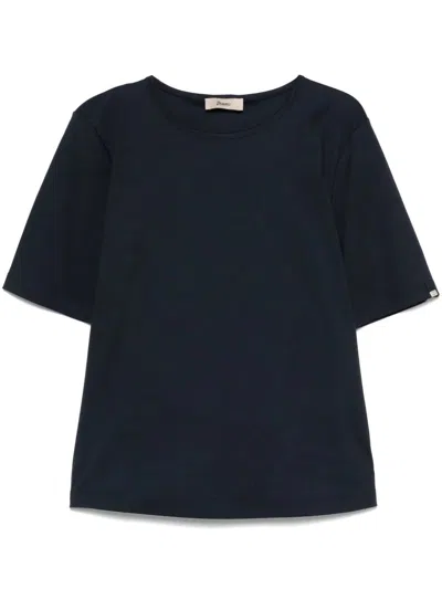 Herno Side Slits Cotton T-shirt Clothing In Black