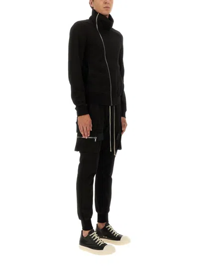 Rick Owens Bauhaus Organic Cotton Zip-up Sweatshirt In Black