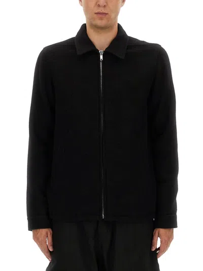 Rick Owens Collared Shirt Jacket Featuring Front Pockets In Black