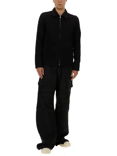 Rick Owens Collared Shirt Jacket Featuring Front Pockets In Black