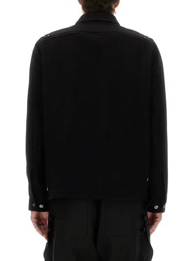 Rick Owens Collared Shirt Jacket Featuring Front Pockets In Black