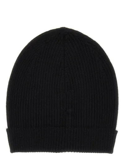 Rick Owens Ribbed Texture Folded Brim Hat In Black