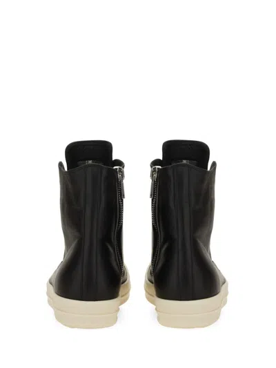 Rick Owens Men Leather High-top Sneakers In Black