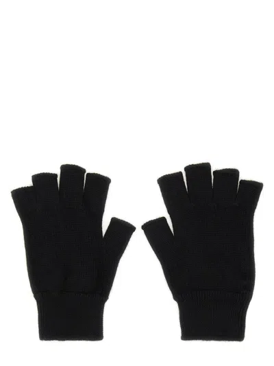 Rick Owens Knuckle Buttoned Ribbed Fingerless Gloves In Black