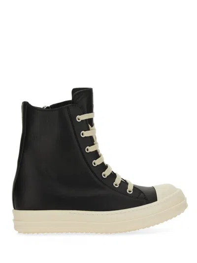 Rick Owens Leather Sneaker In Black