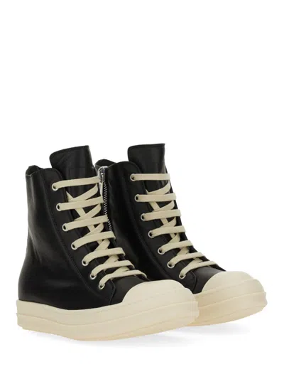 Rick Owens Leather Sneaker In Black