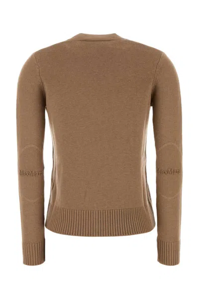 's Max Mara Wool Cardigan With Ribbed Cuffs And Hem In Brown