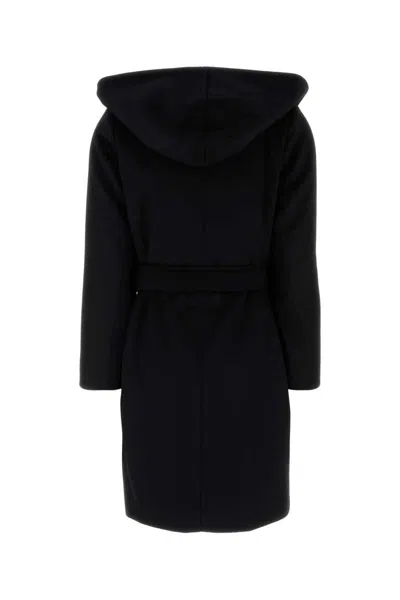 Max Mara Black Wool Newmang Coat In Black