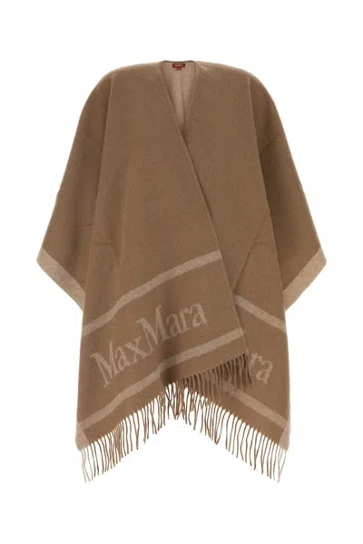 Max Mara Brown Jacquard Wool Scarf In Brown