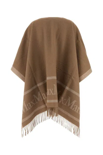 Max Mara Brown Jacquard Wool Scarf In Brown
