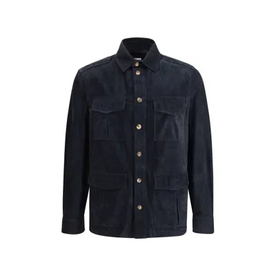 Brunello Cucinelli Suede Leather Shirt Jacket