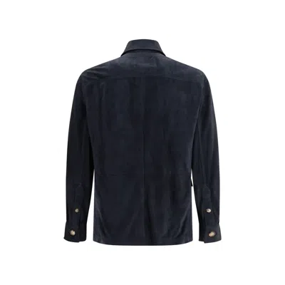 Brunello Cucinelli Suede Leather Shirt Jacket
