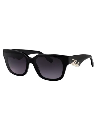 Karl Lagerfeld Cut-out Signature Sunglasses In Black