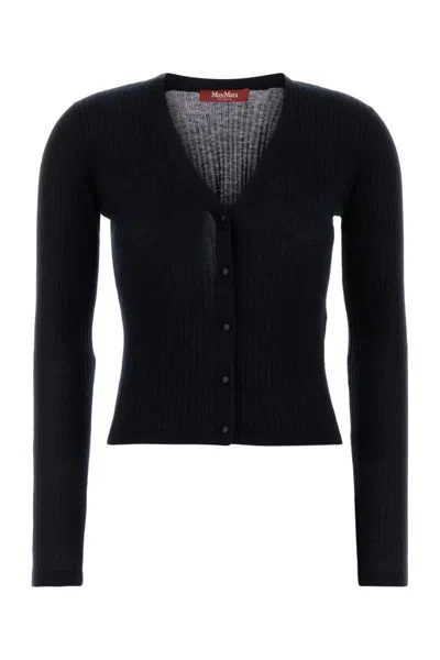 Max Mara Midnight Blue Silk Blend Potus Cardigan In Black