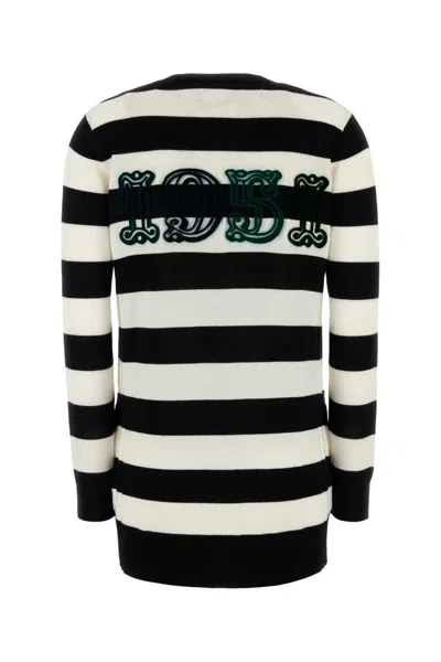 Max Mara Knitwear With Striped Pattern And V-neckline In Black