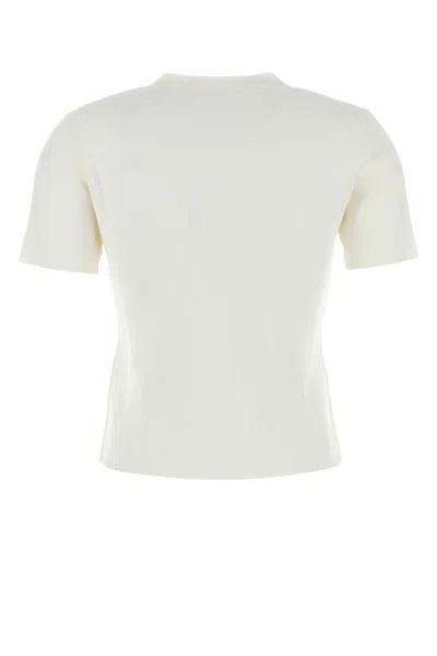 Max Mara Ivory Stretch Viscose Blend T-shirt In White