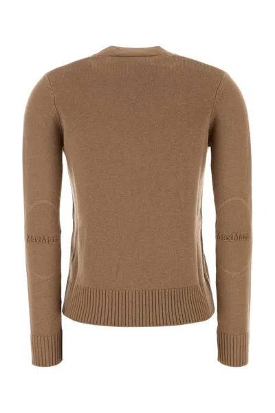 's Max Mara Wool Cardigan With Ribbed Cuffs And Hem In Brown