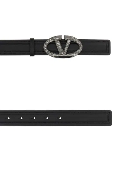 Valentino Leather Belt With Adjustable Length And Embellished Buckle