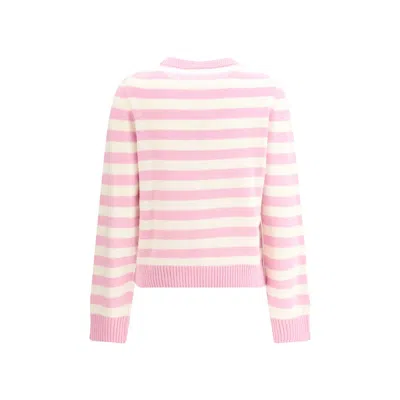 Ganni Striped Sweater With Rabbit
