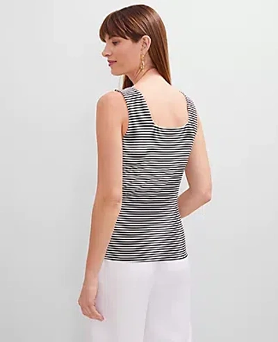 Ann Taylor Striped Square Neck Tank Top