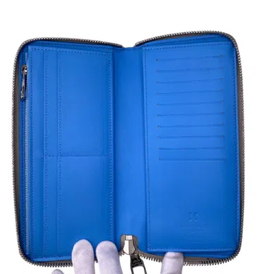 Pre-owned Louis Vuitton Taurillon Blue Gray Leather Wallet (bi-fold) ()