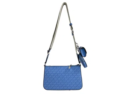 Michael Kors Jet Set Signature Pvc Crossbody Tech Attachment Bag Purse Women's Blue
