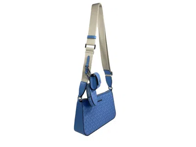 Michael Kors Jet Set Signature Pvc Crossbody Tech Attachment Bag Purse Women's Blue