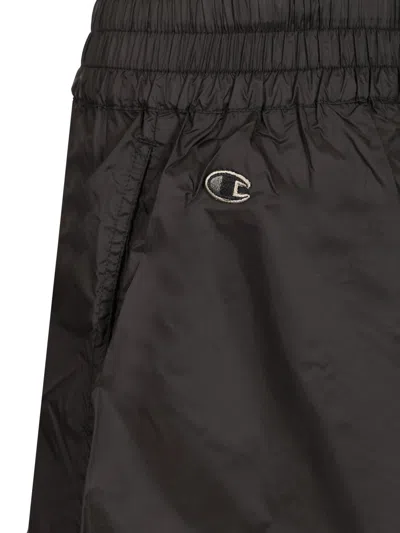 Rick Owens X Champion Bermuda Shorts With Drawstring Trousers Black In Black