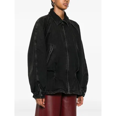 Haikure Zip-front Denim Jacket In Black