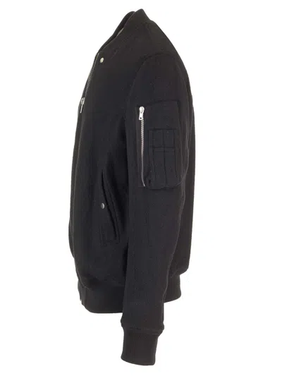 Rick Owens Baseball-collar Wool Bomber Jacket In Black