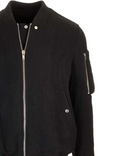 Rick Owens Baseball-collar Wool Bomber Jacket In Black