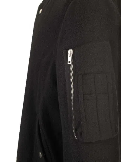 Rick Owens Baseball-collar Wool Bomber Jacket In Black