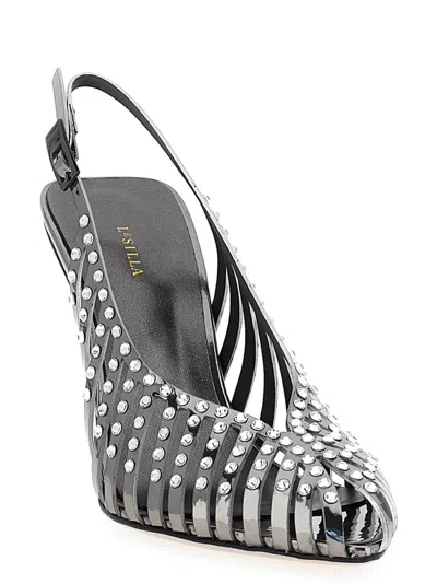 Le Silla Cage Pumps Silver In Metallic