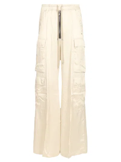 Rick Owens Wide-leg Cargobelas Pants With Adjustable Drawstring Waist In White